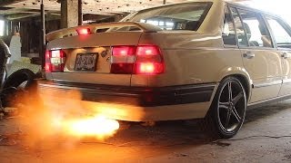 Volvo 940 turbo launch control shooting flames [upl. by Reinal]