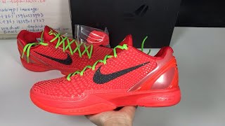 Nike Kobe 6 Reverse Grinch Black Red On Hand Review from Topkickss [upl. by Archibald]