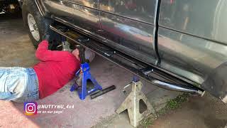 Trail Gear Rock Sliders install on 3rd gen Toyota Pickup [upl. by Lacee712]