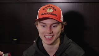 Chicago Backhawks  Connor Bedard Post Game Interview  Red Wings [upl. by Sissie]