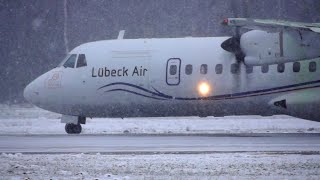 Flughafen Lübeck LBC Blankensee ATR 72500 AT75 DALBC Lübeck Air Start Schneefall 32° 15122022 [upl. by Henryetta105]