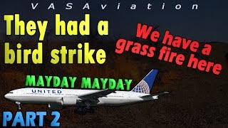 REAL ATC United B777 BIRD STRIKE  GRASS FIRE at Denver  Part 2 [upl. by Sokairyk]