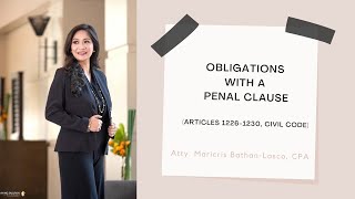 Obligation with a Penal Clause Articles 12261230 Civil Code [upl. by Ecnesse372]