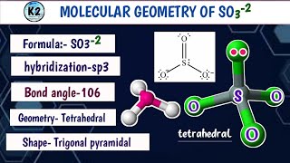 molecular geometry of so32 sulphite ion l so32 geometry and shapebond anglehybridization l [upl. by Ennael]