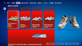 OFFICIAL DATE SNEAKERS WHEN WILL THE SHOES BE RELEASED IN THE FORTNITE NIKE X KICKS ITEM SHOP [upl. by Pejsach690]