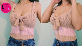 Cómo tejer una blusa moderna y juvenil 🧶 Top tejido a crochet❤️ principiantes [upl. by Fawne]