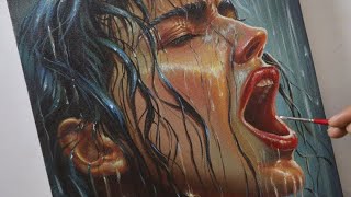 How to Acrylic Painting Portrait Wet Woman Face on Canvas Step by Step Techniques Tutorial [upl. by Aikal32]