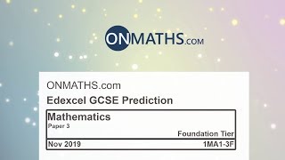 2019 Nov Edexcel Maths GCSE Paper 3 Prediction Foundation Paper 3 Calculator Exam 1MA13F [upl. by Anelhtak]