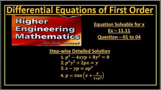 B S Grewal 1111  CaseIII Equation Solvable for x Questions 01 to 04 [upl. by Ot300]