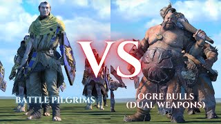 WARHAMMER III Total War  Battle Pilgrims VS Ogre Bulls Dual Weapons [upl. by Kirtley994]