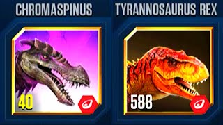 CHROMASPINUS VS TYRANNOSAURUS REX  JURASSIC WORLD THE GAME [upl. by Rawde282]