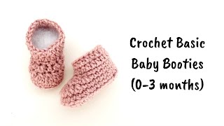 Crochet Basic Baby Booties 03 months [upl. by Halyk715]