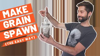 The EASY Way To Make Mushroom Grain Spawn For Growing Mushrooms At Home [upl. by Aizek]