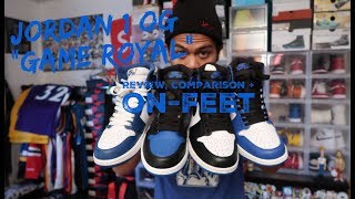 new release jordan 1 og hi game royal review comparison  onfeet 🔥🔥 [upl. by Leahplar508]