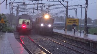 Splendid Mega Clash In Heavy Rains Of Superfast Pragati Express amp Full Blue Indrayani Express [upl. by Rillis]