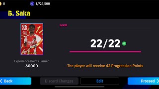99 Rated Max Level Max Rating B Saka How To Upgrade Arsenal Fc B Saka In eFootballPes 2024 [upl. by Welford]