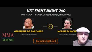 Norma Dumont vs Germaine De Randamie Prediction and Bet UFC Fight Night 240 Allen vs Curtis 2 [upl. by Tessler]