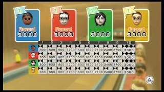 Wii Sports Resort Bowling  100Pin Bowling 4 Players All Perfect Games [upl. by Refinaj195]