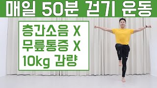 10kg 감량을 위한 집에서 매일 50분 걷기 다이어트 NO반복 NO무릎통증 NO층간소음 [upl. by Franchot]