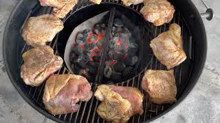 2020 Weber 22 inch Master Touch charcoal basket vortex method with Chicken thighs [upl. by Kcirrem906]