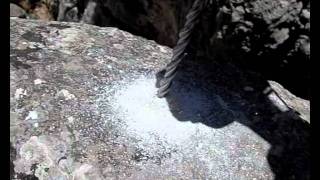 Drilling limestone rock in horizontal position slow motion [upl. by Wendell]