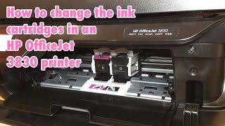 Dad Changes Ink Cartridges In HP OfficeJet 3830 [upl. by Elleuqar472]