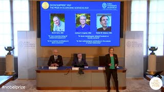 Announcement of the 2021 Sveriges Riksbank Prize in Economic Sciences in Memory of Alfred Nobel [upl. by Haraj]