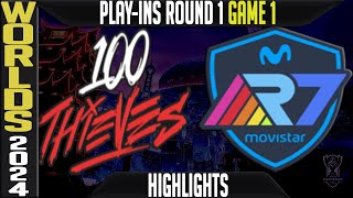 100 vs R7 Highlights Game 1  Worlds 2024 Play Ins Round 1  100 Thieves vs Rainbow7 G1 [upl. by Halverson]