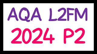 AQA Level 2 Further Maths  Practice Paper 2 2024 [upl. by Darius]