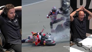 quot¡MADRE MÍAquot Jorge Lorenzo y Ernest Riveras reaccionan al accidente de Marc Márquez con Zarco [upl. by Nelhsa]