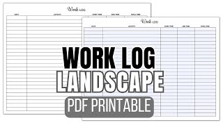 Work Log Landscape Printable PDF [upl. by Naeerb589]