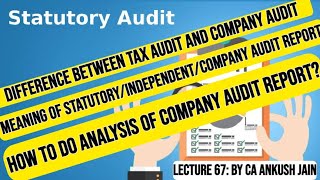 Lecture 67 Analysis of IndependentStatutory Audit report Difference in Tax audit and company audit [upl. by Bergess]