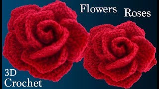 Como hacer rosas rojas muy fácil con una tira a crochet para San Valentín tejido tallermanualperu [upl. by Eynttirb]