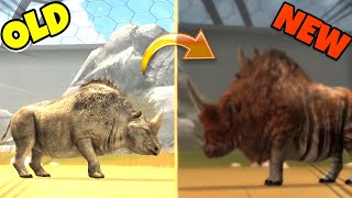 Jurassic world game Old vs new MAX LEVEL UPGRADED 😎 Elasmotherium [upl. by Yort]