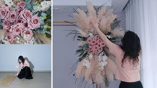 How to make a pampas grass flower arrangement for the golden square arch bracket [upl. by Nhar]