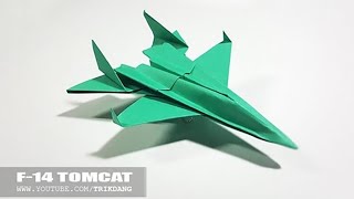 BEST ORIGAMI PAPER JET  How to make a paper airplane model  F14 Tomcat [upl. by Fitalludba]