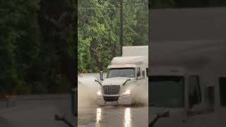 18wheeler gets swallowed up by flooded roadway in Houston houston weather txwx flooding [upl. by Allisurd330]