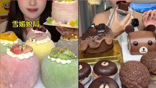 asmr mukbangasmrkwai dessert mukbangmochi eating creperoll cake chocolate asmr [upl. by Burgwell250]