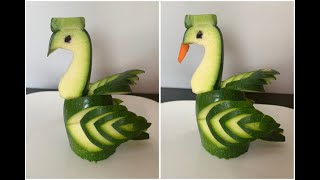 How to make cucumber bird  Cucumber Swan  Fruit Vegetables [upl. by Airotnahs]