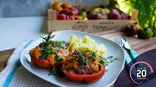 Gevulde tomaten met aardappeltjes  Klaar in 20 minuten [upl. by Sansbury]