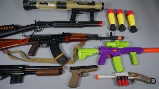 GBB AK47 Airsoft Toy Gun  Shell ejecting M4 and Winchester rifle Realistic Toy Guns Collection [upl. by Cullan]