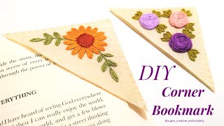 How to make Hand Embroidery Corner Bookmark Embroidered Bookmark Tutorial for Beginners  Easy DIY [upl. by Lora797]