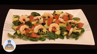 Salade de crevettes avocat et pamplemousse rosé Une recette colorée [upl. by Pisarik936]