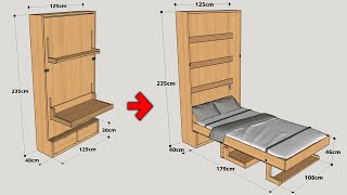 HOW TO MAKE A MURPHY BED WITH FOLDING TABLE STEP BY STEP [upl. by Batty329]