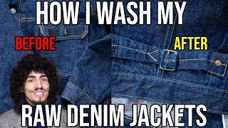 RAW DENIM JACKET WASH FINALLY WASHING MY RAW SELVEDGE DENIM JACKET [upl. by Kironde]