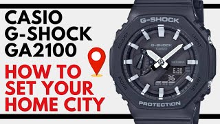 How to set the Home City on your Casio GShock GA2100 5611 module Casioak [upl. by Enileve694]