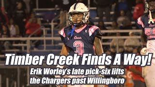 Timber Creek 24 Willingboro 20  HS Football  West Jersey Football League  Erik Worley PickSix [upl. by Mulac]