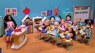 First day of school 2023  Elsa amp Anna toddlers  Barbie is the new teacher  classroom fun [upl. by Zirkle]