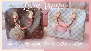 LOUIS VUITTON SPEEDY COMPARISON  Speedy 25 Monogram VS Speedy 25 Azur ☆ [upl. by Petty199]