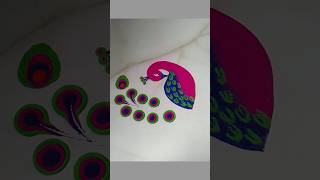 💗💚Peacock kolam art beautiful peacock rangoli very attrative and creative rangoli shorts [upl. by Kall]